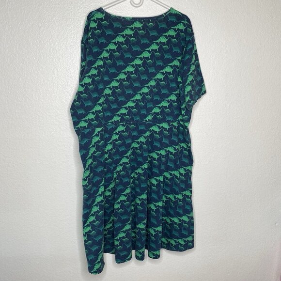 Svaha Dress Women's Blue Sz 5X Green Dinosaur Print - Picture 3 of 8